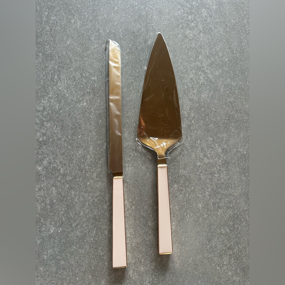 Kate Spade Pink and Gold Knife and Server Set
